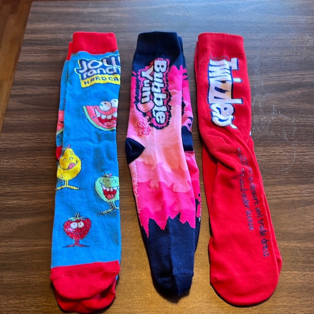 Fun Socks (3)  Jolly Rancher Bubble Yum  and Twizzlers  socks nwot  very fun